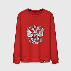 Свитшот хлопковый мужской Герб России серебро, цвет: красный