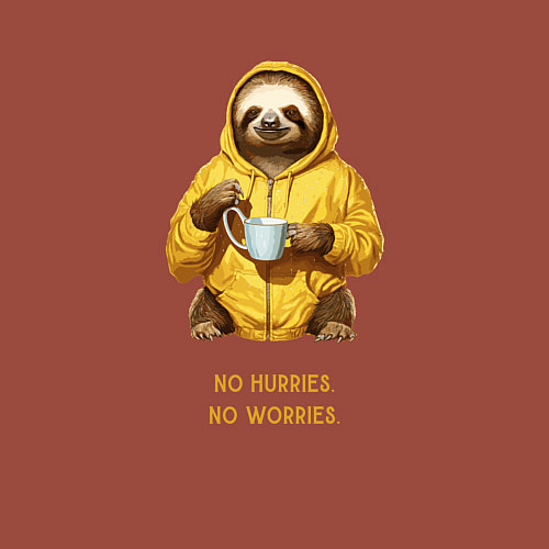 Мужской свитшот Ленивец не торопись и не беспокойся / Кирпичный – фото 3