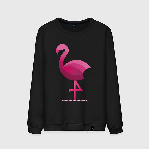 Мужской свитшот Фламинго минималистичный / Черный – фото 1