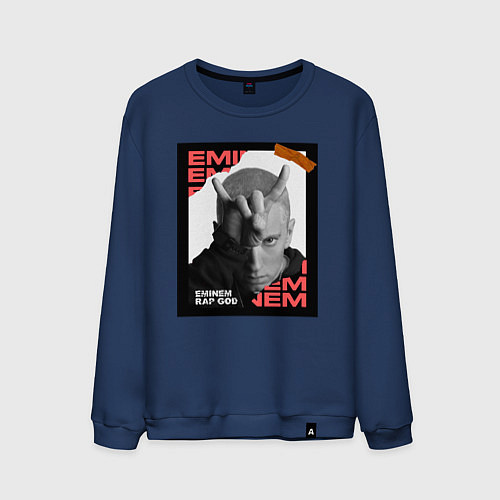 Мужской свитшот Rap god / Тёмно-синий – фото 1