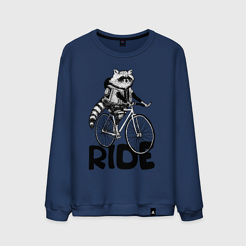 Мужской свитшот Raccoon ride / Тёмно-синий – фото 1