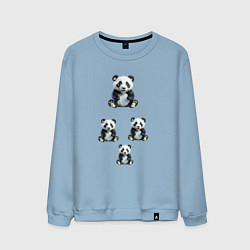 Свитшот хлопковый мужской Маленькие панды, цвет: мягкое небо