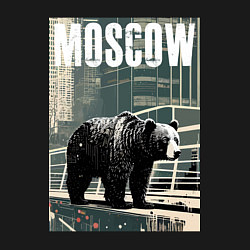 Свитшот хлопковый мужской Москва - Россия - медведь, цвет: черный — фото 2