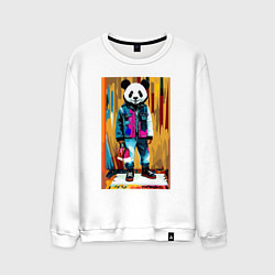 Свитшот хлопковый мужской Funny panda - pop art, цвет: белый