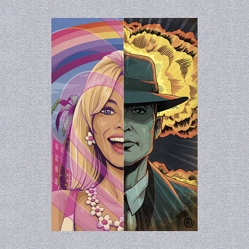 Мужской свитшот Barbie Oppenheimer / Меланж – фото 3