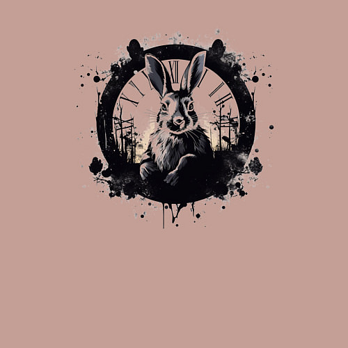 Мужской свитшот Кролик и часы - Алиса в стране чудес / Пыльно-розовый – фото 3