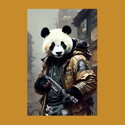 Свитшот хлопковый мужской Cool panda - cyberpunk - warrior, цвет: горчичный — фото 2