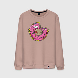 Свитшот хлопковый мужской Гомер пончик, цвет: пыльно-розовый