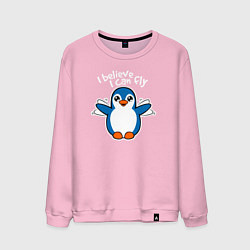Свитшот хлопковый мужской Fly penguin, цвет: светло-розовый