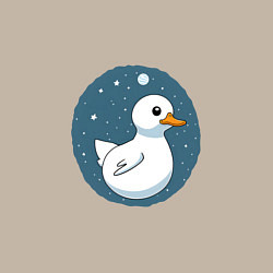 Свитшот хлопковый мужской Утка в космосе, цвет: миндальный — фото 2