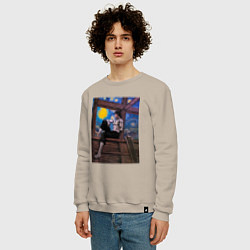 Свитшот хлопковый мужской Берсерк под небом Ван Гога, цвет: миндальный — фото 2