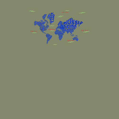 Мужской свитшот Синяя карта мира / Авокадо – фото 3