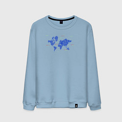 Свитшот хлопковый мужской Синяя карта мира, цвет: мягкое небо