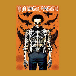 Свитшот хлопковый мужской Cool skeleton - poster - halloween, цвет: горчичный — фото 2