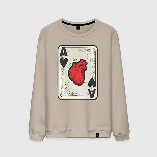 Мужской свитшот Туз сердца / Миндальный – фото 1
