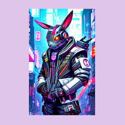 Свитшот хлопковый мужской Крутой кибер-заяц - нейросеть, цвет: лаванда — фото 2