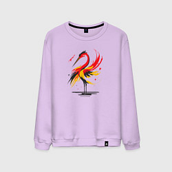 Свитшот хлопковый мужской Аист - абстрактный силуэт птицы, цвет: лаванда