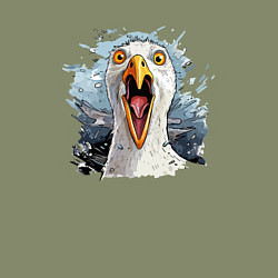 Свитшот хлопковый мужской Чайка орет - морской принт, цвет: авокадо — фото 2