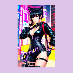 Свитшот хлопковый мужской Cool cat girl - anime - cyberpunk, цвет: лаванда — фото 2