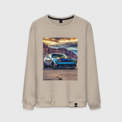 Свитшот хлопковый мужской Авто Додж Челленджер, цвет: миндальный