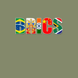 Свитшот хлопковый мужской Надпись: BRICS, цвет: авокадо — фото 2