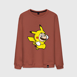 Свитшот хлопковый мужской Марио пикачу, цвет: кирпичный