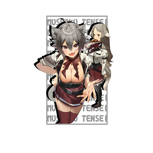 Мужской свитшот Риния и Пурсена - Реинкарнация безработного / Белый – фото 3