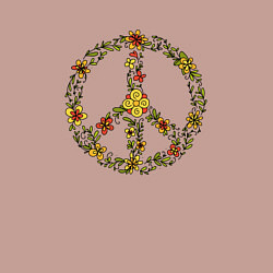 Свитшот хлопковый мужской Пацифик знак хиппи цветы, цвет: пыльно-розовый — фото 2