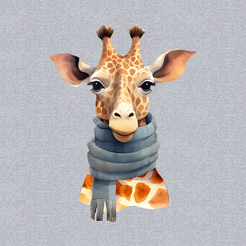 Мужской свитшот Жираф в шарфе Осень / Меланж – фото 3