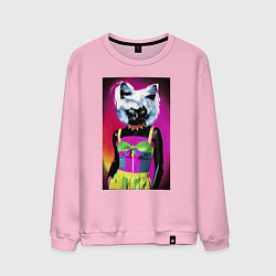 Мужской свитшот Cat fashionista - pop art - neural network