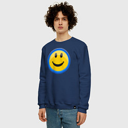 Свитшот хлопковый мужской Смайлик улыбающийся эмодзи, цвет: тёмно-синий — фото 2