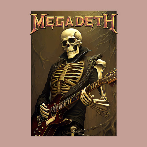 Мужской свитшот Megadeth - skeleton - heavy metal / Пыльно-розовый – фото 3