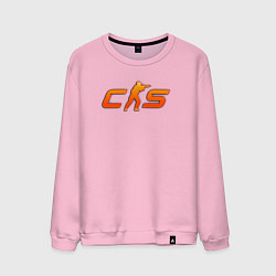 Свитшот хлопковый мужской CS 2 orange logo, цвет: светло-розовый