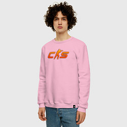 Свитшот хлопковый мужской CS 2 orange logo, цвет: светло-розовый — фото 2