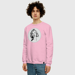 Свитшот хлопковый мужской Нейросеть - Мэрилин Монро рисунок, цвет: светло-розовый — фото 2
