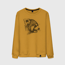 Свитшот хлопковый мужской Красная панда злобная, цвет: горчичный