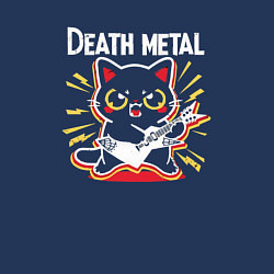 Свитшот хлопковый мужской Death metal - котик с гитарой, цвет: тёмно-синий — фото 2