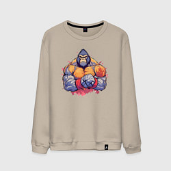 Свитшот хлопковый мужской Горилла бодибилдер, цвет: миндальный