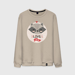 Свитшот хлопковый мужской Влюблённый енотик, цвет: миндальный