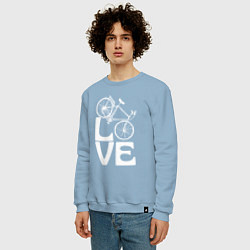 Свитшот хлопковый мужской Любовь велосипедиста, цвет: мягкое небо — фото 2
