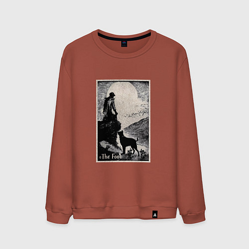 Мужской свитшот Старший аркан таро дурак / Кирпичный – фото 1