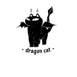 Свитшот хлопковый мужской Black dragon cat, цвет: белый — фото 2