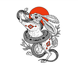 Свитшот хлопковый мужской Борьба зайца со змеей, цвет: белый — фото 2