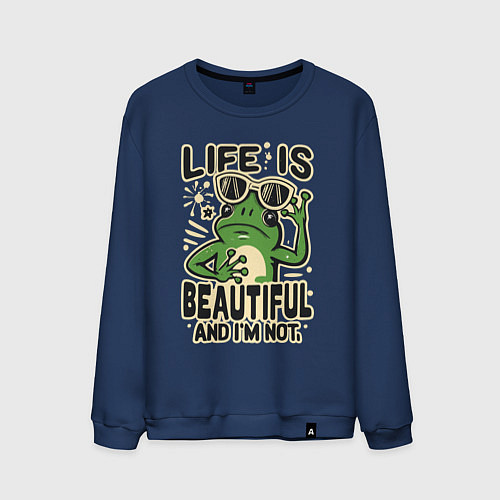 Мужской свитшот Жизнь прекрасна, а я нет / Тёмно-синий – фото 1
