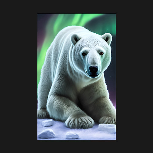 Мужской свитшот Полярный медведь на снегу / Черный – фото 3