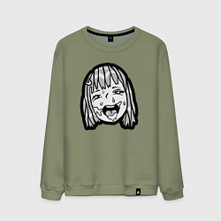 Свитшот хлопковый мужской Ahegao baby, цвет: авокадо