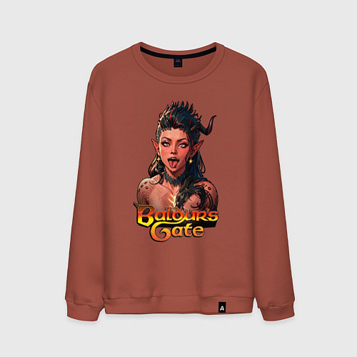 Мужской свитшот Karlah - Baldurs gate - ahegao / Кирпичный – фото 1