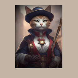 Свитшот хлопковый мужской Элегантная кошка самурай, цвет: миндальный — фото 2