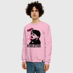 Свитшот хлопковый мужской Ленин любовь и революция, цвет: светло-розовый — фото 2