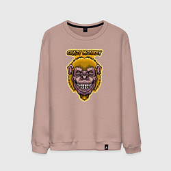 Свитшот хлопковый мужской Yellow crazy monkey, цвет: пыльно-розовый